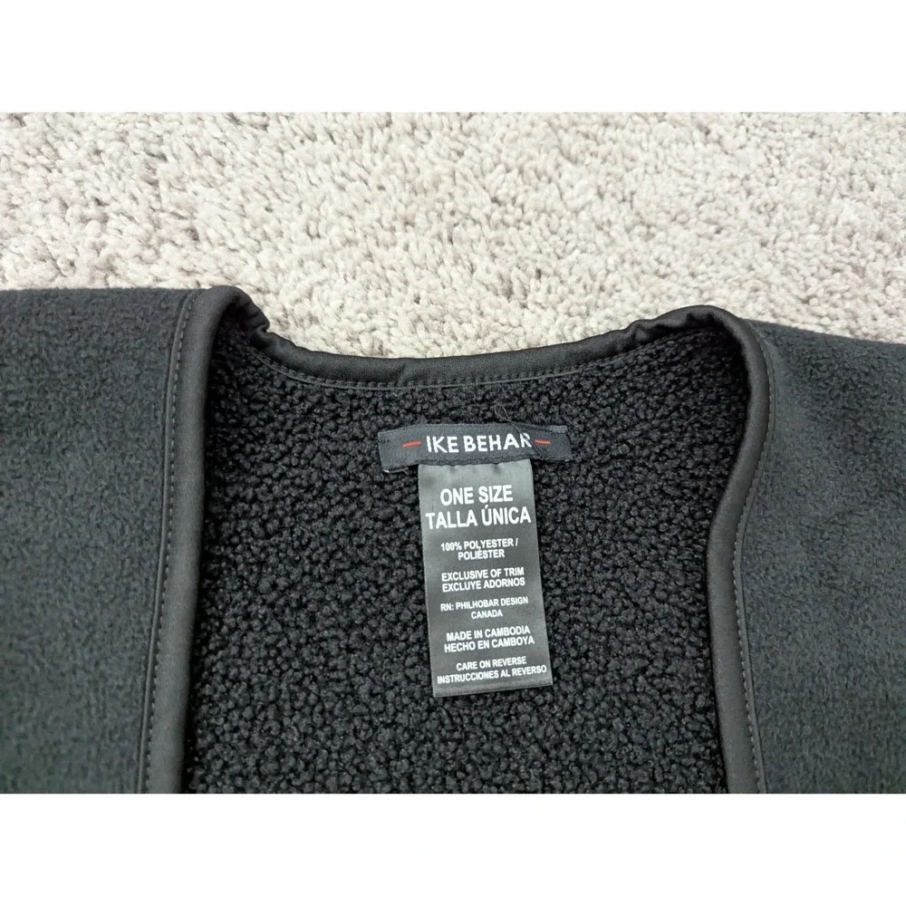 Ike Behar Cardigan Womens One Size Open Front Sweater Boho Hippie Black - Picture 2 of 6
